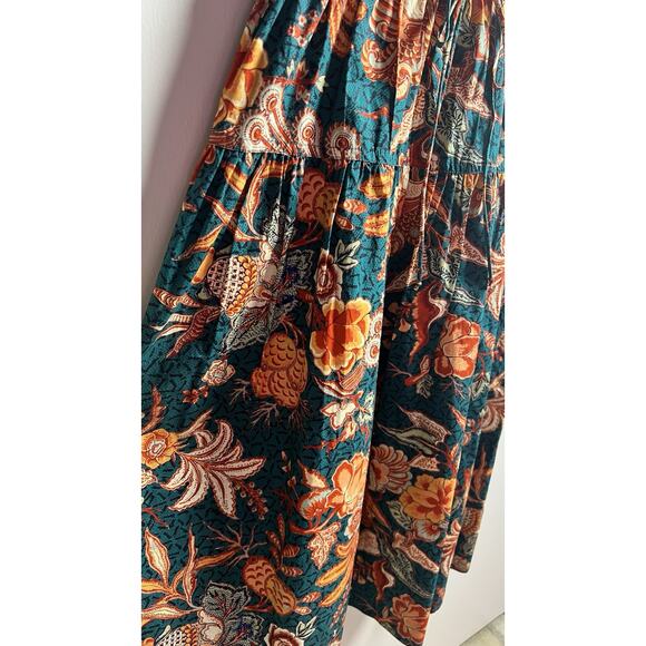 Ulla Johnson X Revolve Smocked Floral Teal Delphinium Lisbet MIDI Dress Size 4 - Picture 7 of 14